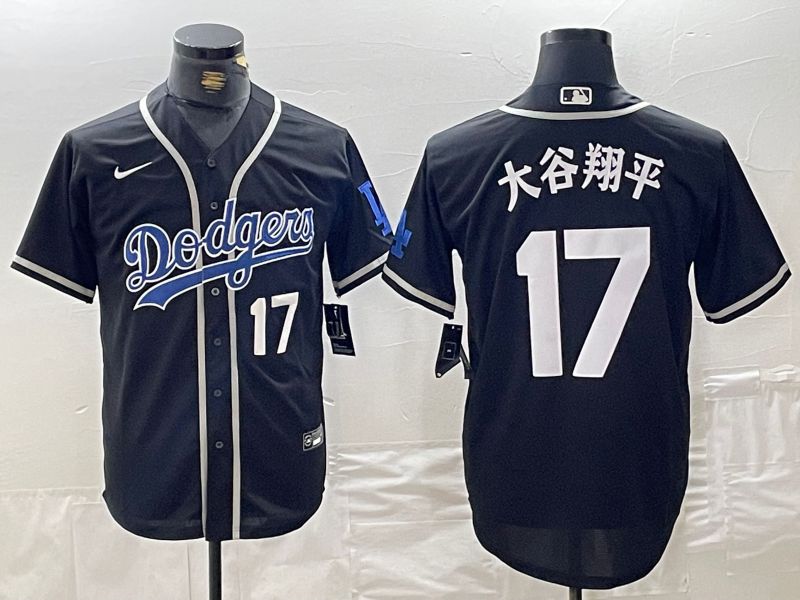 Men Los Angeles Dodgers #17 Ohtani Black Fashion Nike Game MLB Jersey style 42